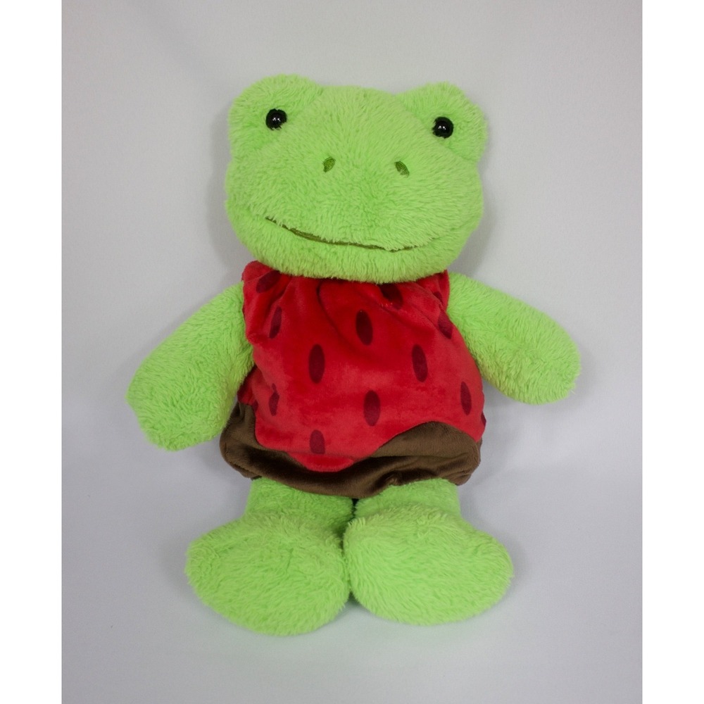 Build A Bear Spring Green Frog Plush w Chocolate Covered Strawberry Costume 18"